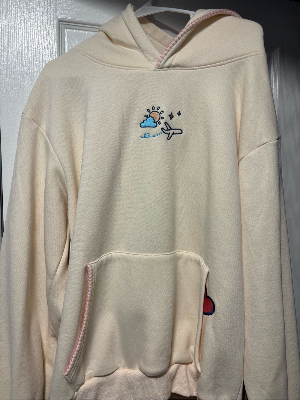 Altar'd State Soft Butter Yellow Embroidered Travel Hoodie